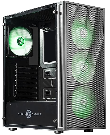 Circle Xtender X1 Mid- Tower Computer Case | Gaming Cabinet - Black | Support ATX, M-ATX, ITX | Pre- Installed 3 x 120mm Front and 1 x 120mm Rear ARGB Mirror Fans