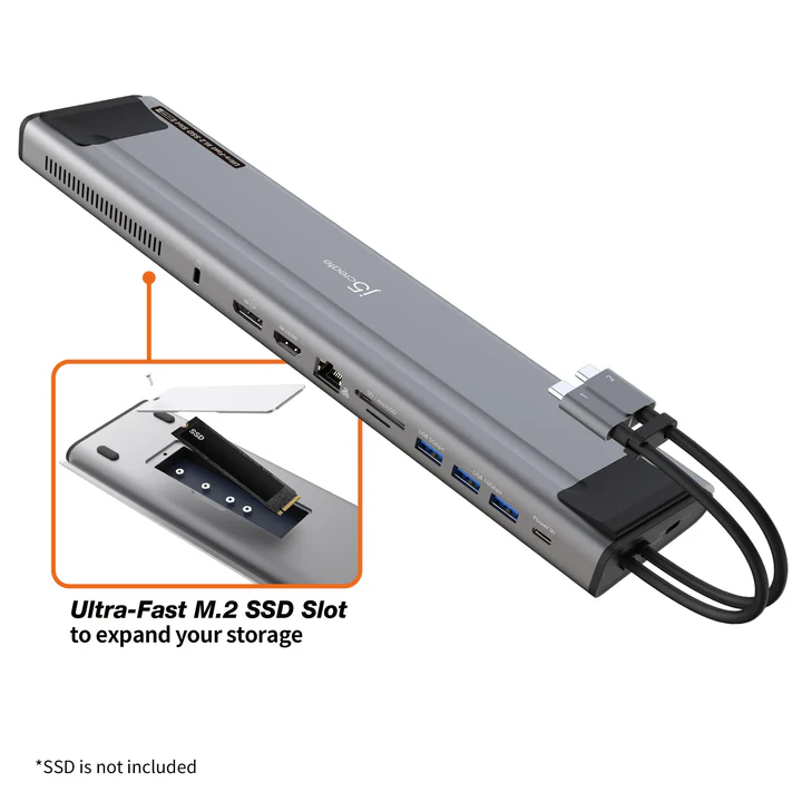 j5create USB-C® Dual 4K Display Docking Station with M.2 SSD Slot | JCD551
