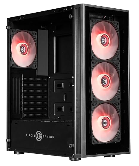 Circle Xtender X2 Mid- Tower Glass Computer Case | Gaming Cabinet - Black | Support ATX, M-ATX, ITX | Pre- Installed 3 x 120mm Front and 1 x 120mm Rear ARGB Mirror Fans