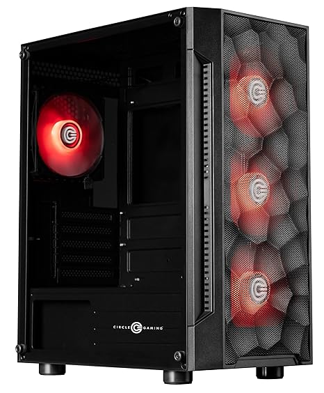 Circle Gladius M3 Mid- Tower Computer Case with Type C 2.0 | Gaming Cabinet - Black | Support M-ATX, ITX | Pre- Installed 3 x 120mm Front and 1 x 120mm Rear ARGB Mirror Fans