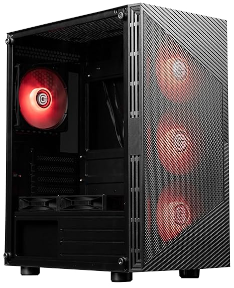 Circle Gladius M4 Mid- Tower Computer Case with Type C 2.0 | Gaming Cabinet - Black | Support M-ATX, ITX | Pre- Installed 3 x 120mm Front, 2 x 120mm Bottom and 1 x 120mm Rear ARGB Mirror Fans
