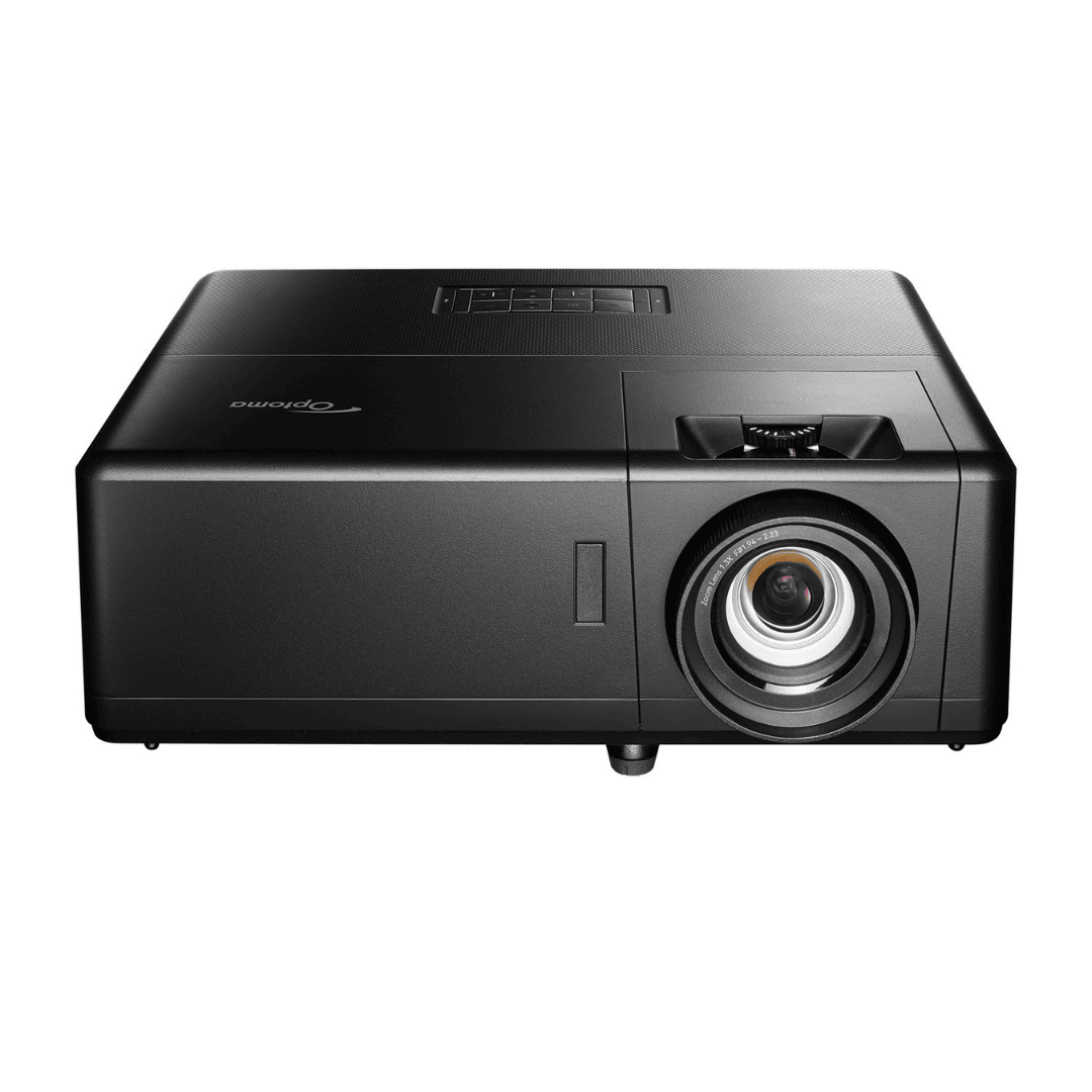 Optoma UHZ50+ 4K UHD Laser Projector – 3,000 Lumens, 2,700,000:1 Contrast, HDR10 & HLG, 120Hz, 4.0ms Low Input Lag, 1.3x Zoom, Vertical Lens Shift, 24/7 Operation, Wi-Fi, Dual 10W Speakers, Black