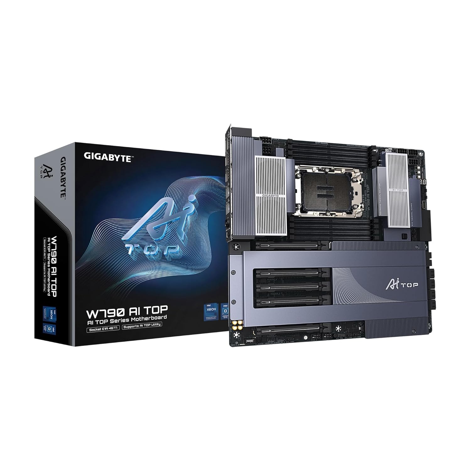 GIGABYTE W790 AI TOP E-ATX Motherboard (LGA4677, Intel Xeon W, DDR5, PCIe 5.0, 6x M.2, Thunderbolt 4, WiFi 7,