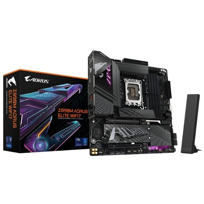 GIGABYTE Z890M AORUS ELITE WIFI7 Micro ATX Motherboard | Intel LGA1851, DDR5, PCIe 5.0, 3x M.2, USB4, 2.5GbE LAN, Wi-Fi 7
