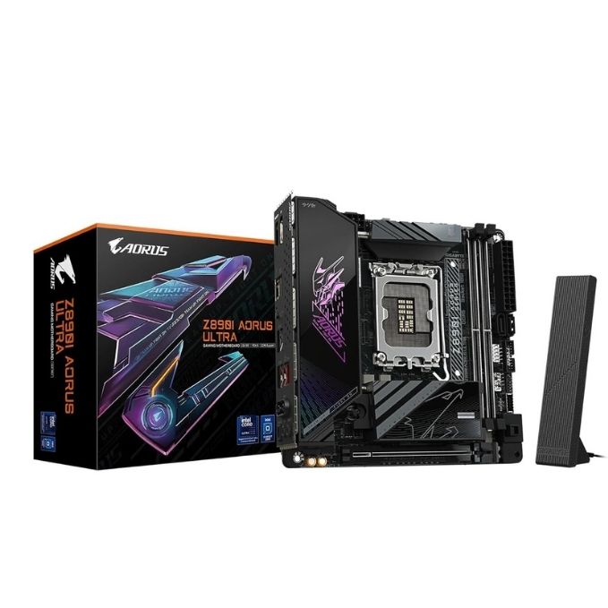 GIGABYTE Z890I AORUS Ultra Ultra Core (Series 2) LGA 1851, Mini-ITX, DDR5, 2X M.2, PCIe 5.0, Thunderbolt 4, WIFI7, 2.5GbE LAN, EZ-Latch