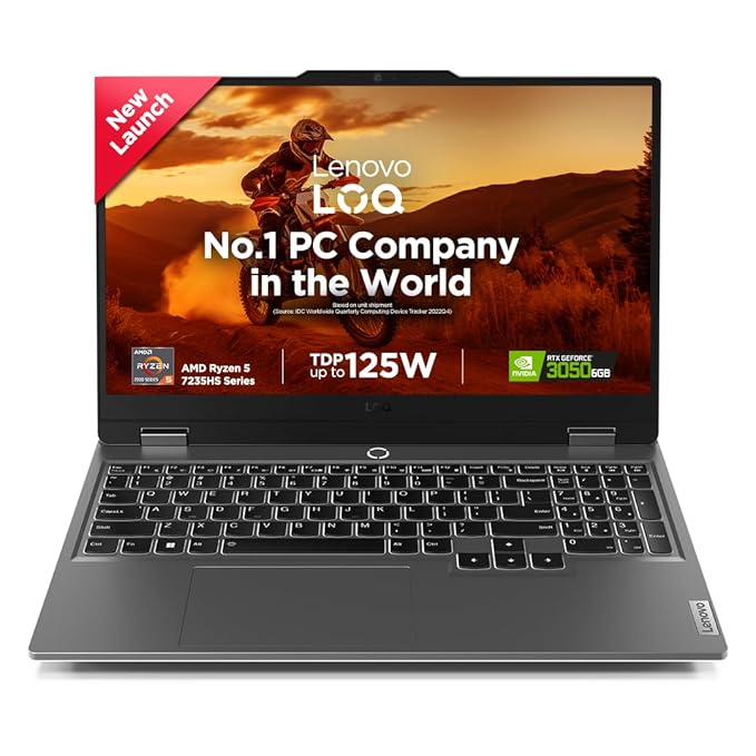 Lenovo LOQ Smartchoice Gaming Laptop | AMD Ryzen 5 7235HS | NVIDIA RTX 3050 6GB | 24GB RAM | 512GB SSD Win 11 + Office 2024 | 83JC00EFIN