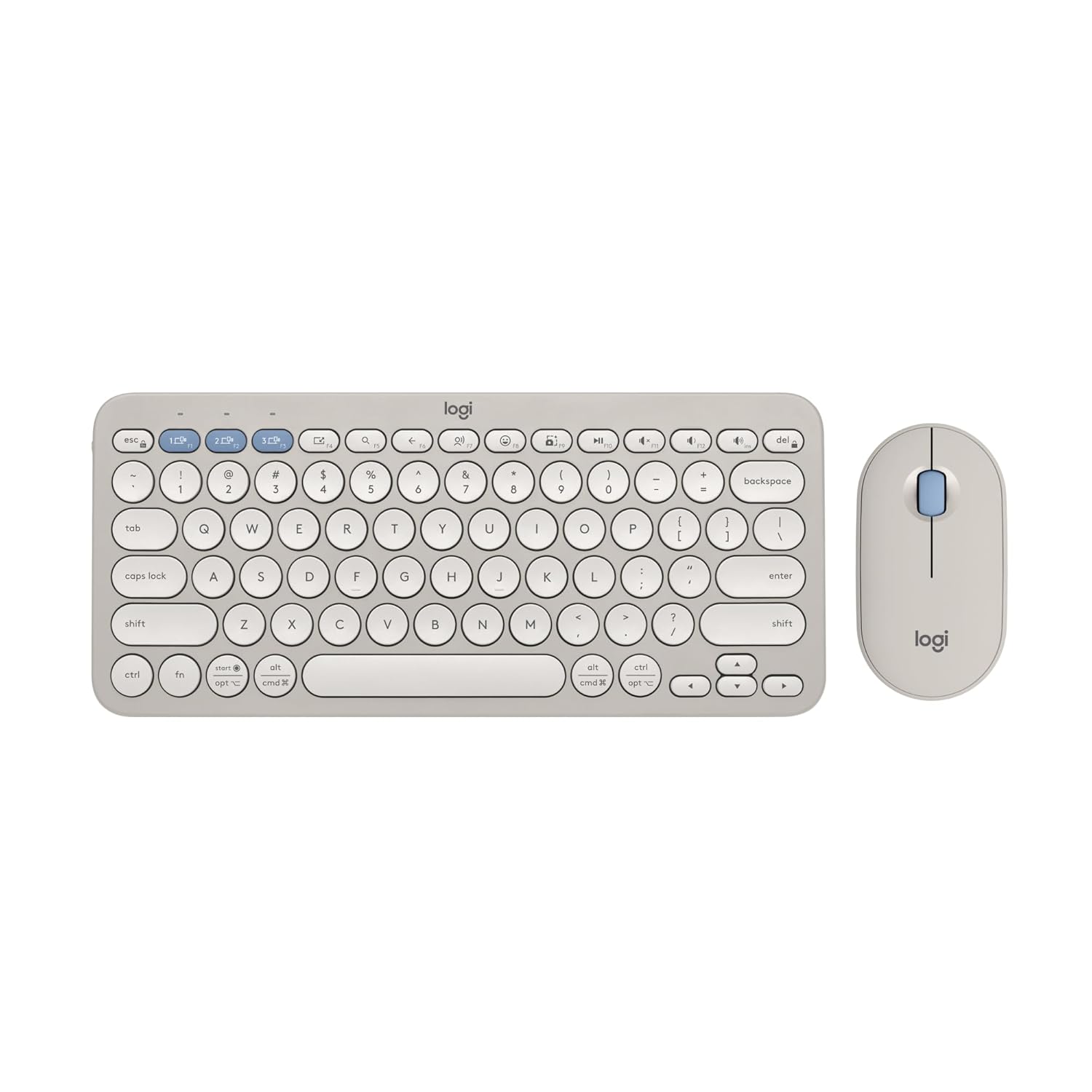 Logitech Pebble 2 Combo, Wireless Keyboard and Mouse, Quiet and Portable, Customisable, Logi Bolt, Bluetooth, Easy-Switch for Windows, macOS, iPadOS, Chrome... Colour:Sand