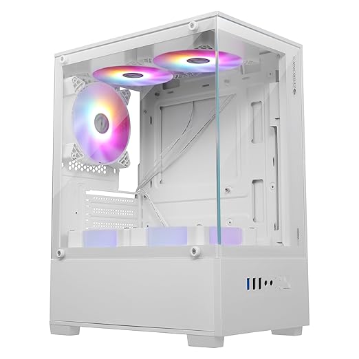Zebronics ICEBERG Premium Gaming Chassis | mATX & Mini ITX Support | 5 Pre-installed Fans | Tempered Glass | WHITE