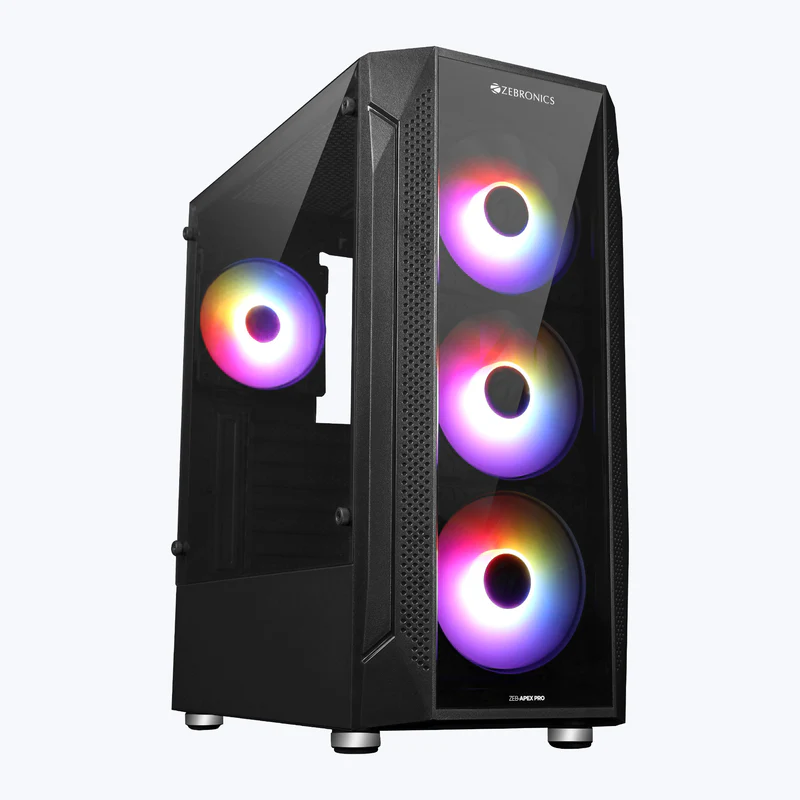 Zebronics Apex Pro Premium Full-Tower Gaming Cabinet with 4 ARGB Fans, Tempered Glass, USB 3.0 & Magnetic Dust Filter