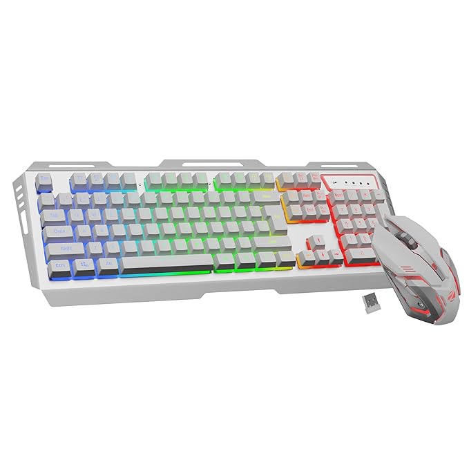 Zebronics Transformer Pro Gaming Wireless Keyboard & Mouse Combo | 2.4GHz | Aluminum Body | Built-in Battery | Multicolor LED Modes | Type-C | Double Shot Keycaps | Up to 4000 DPI | White
