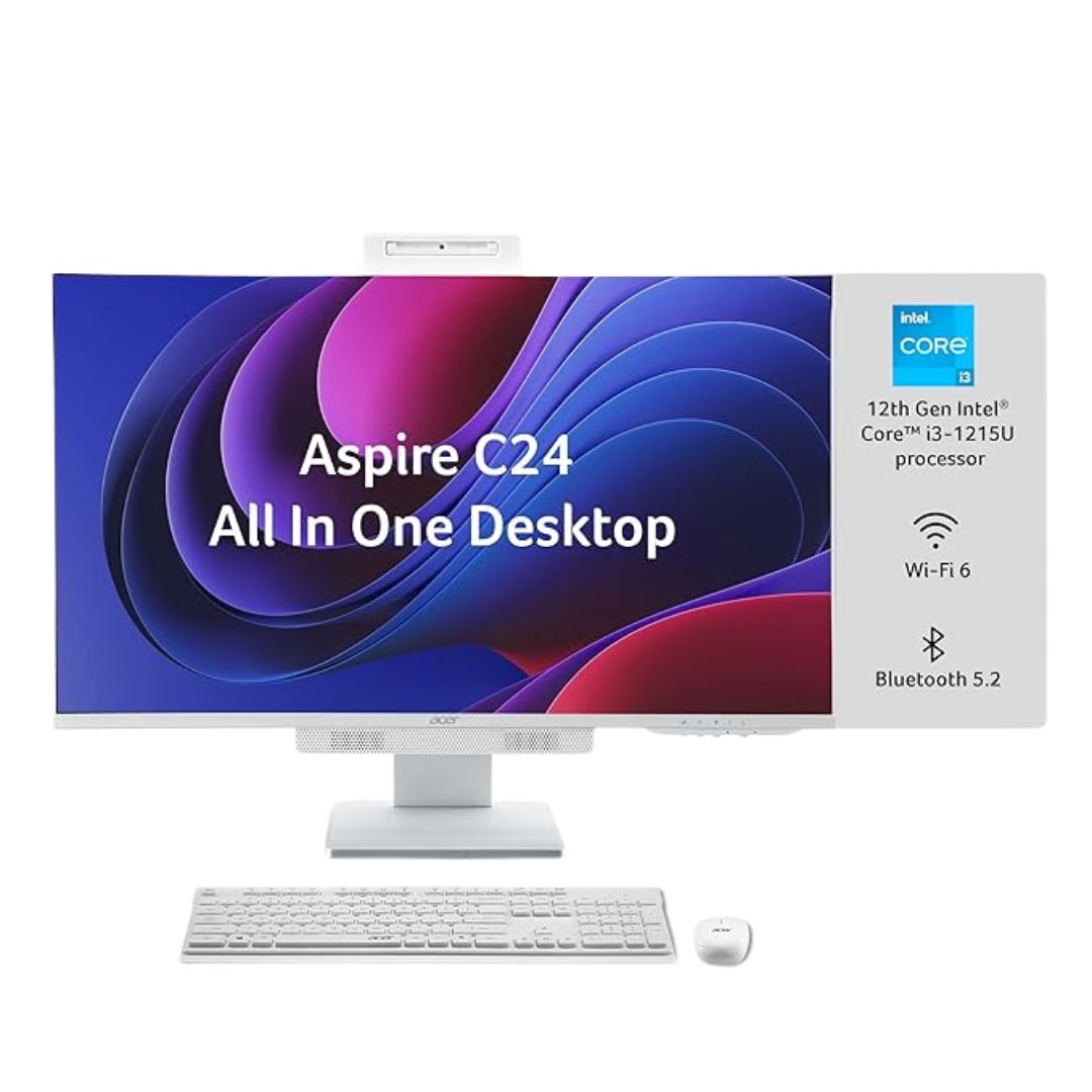 Acer Aspire C24 AIO Desktop | 23.8" FHD IPS | Intel Core i3-1215U | 16GB RAM | 1TB SSD | Windows 11 + MS Office | Full HD Camera | Wireless KB & Mouse