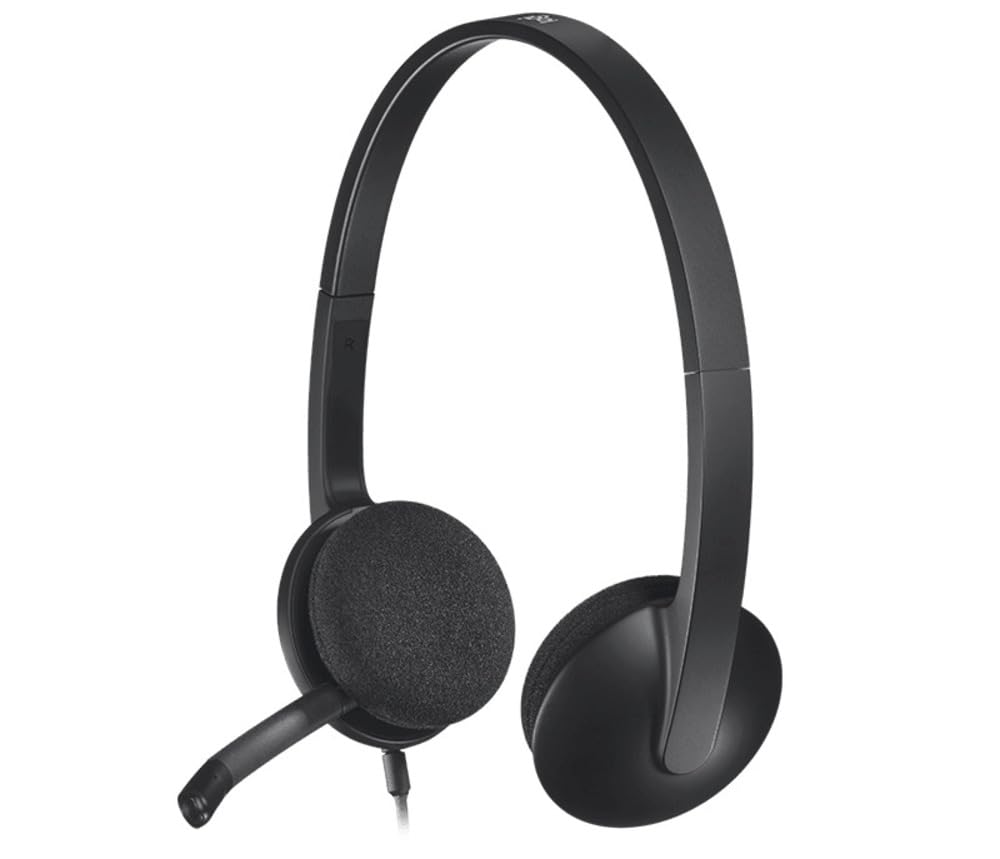Logitech H340 Stereo Wired Over Ear Headphones With Mic With Noise-Cancelling, Usb, Pc/Mac/Laptop - Black