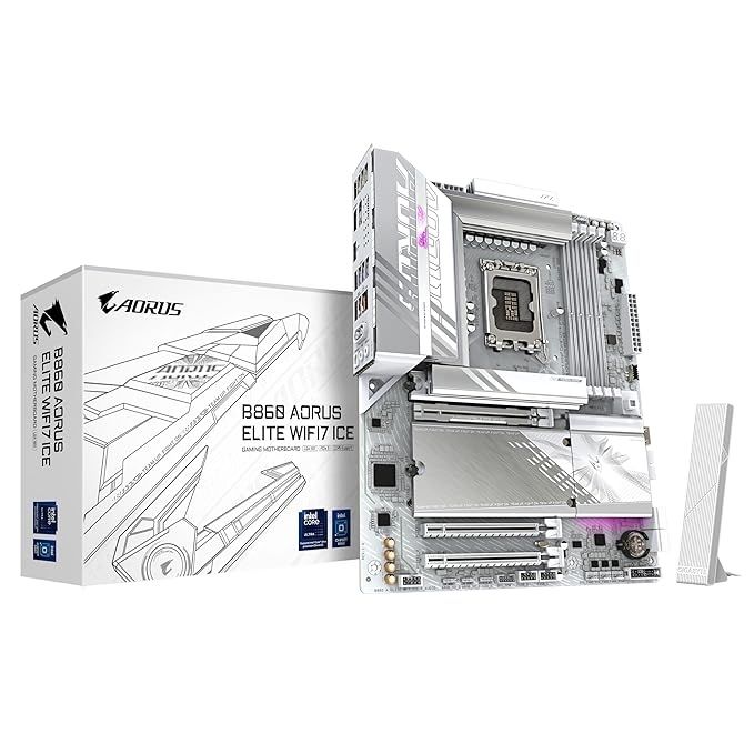 GIGABYTE B860 A Elite WF7 ICE Motherboard – Intel 13th Gen, Wi-Fi 7, PCIe 5.0, Dual M.2 Slots, Advanced Cooling, 10Gb Ethernet, Mini-ITX Form Factor