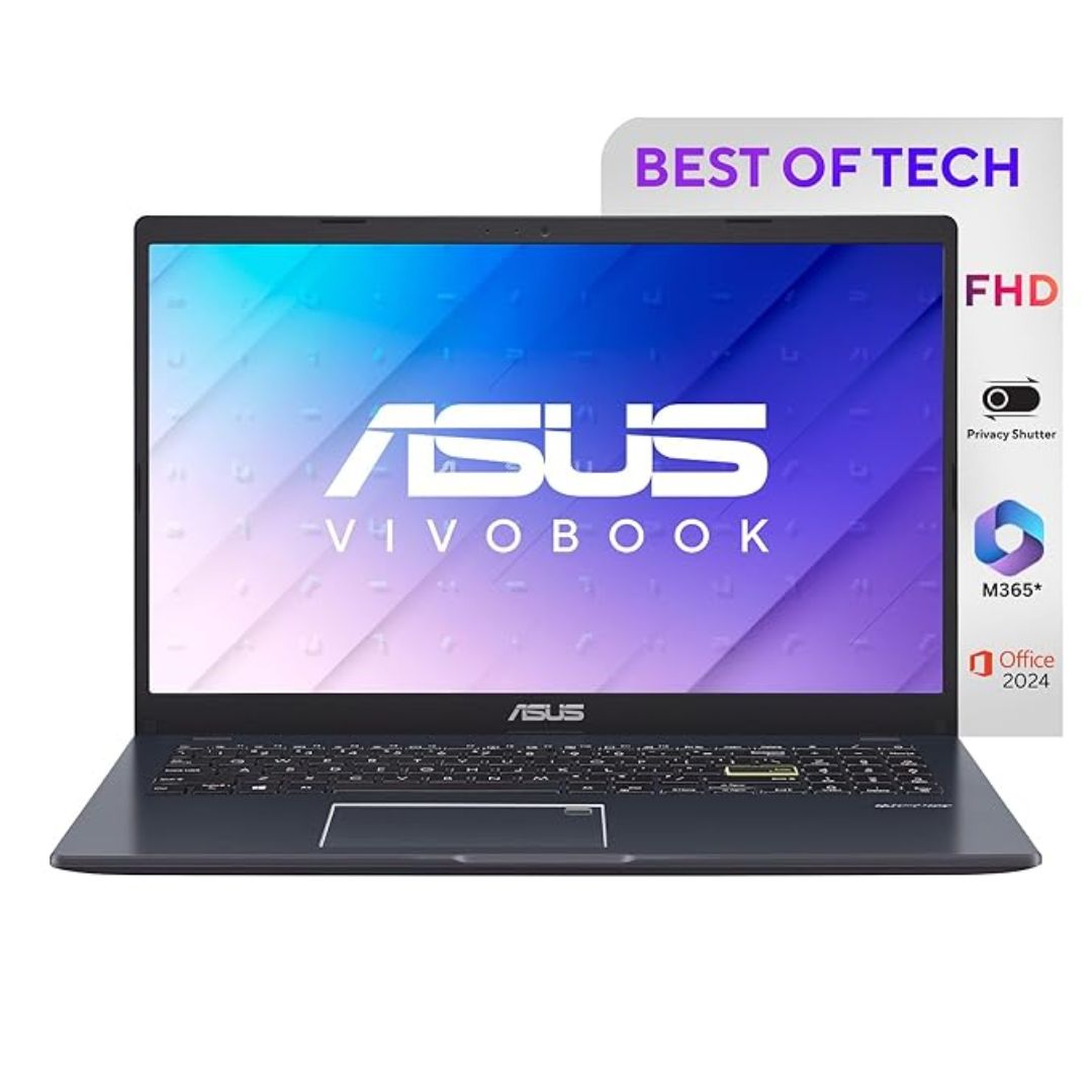 ASUS Vivobook Go 15 (E510KA-EJ9011WS), Intel Celeron N4500, 8GB RAM, 512GB SSD, Fingerprint Sensor, Windows 11, Office 2024 – Star Black, 15.6" FHD Laptop