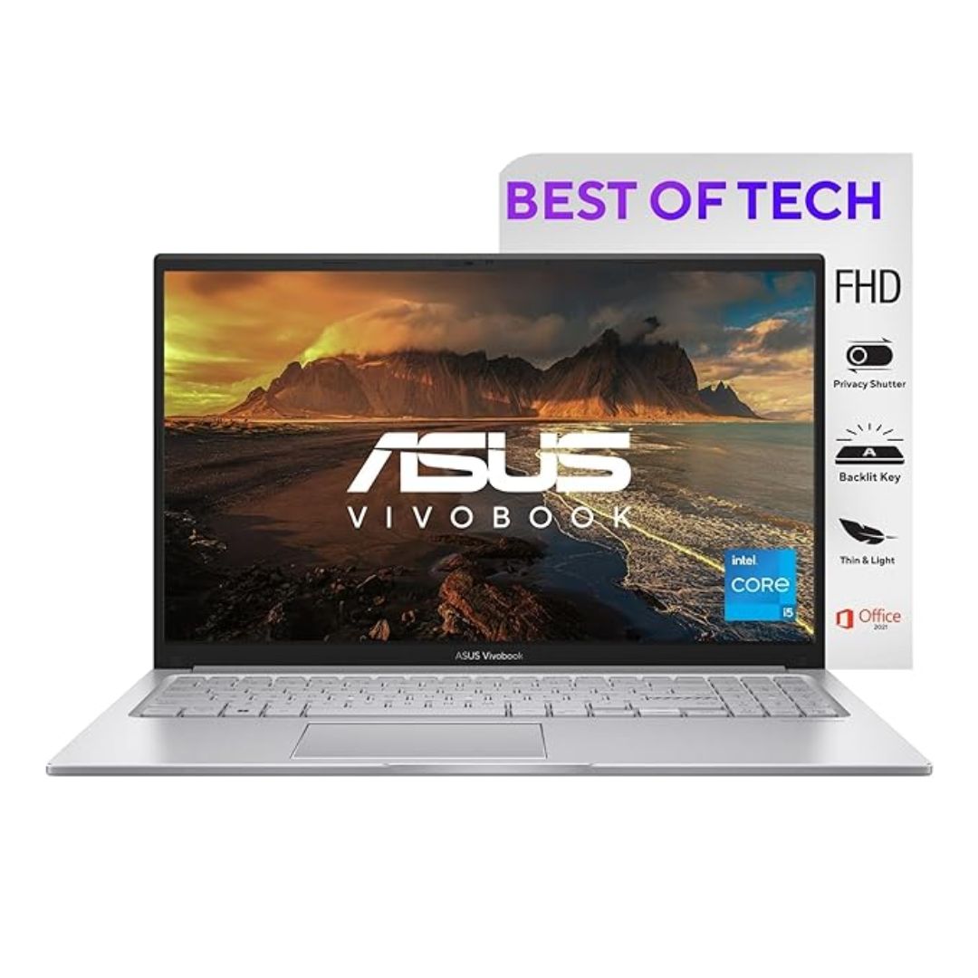 ASUS VivoBook 15 (X1504ZA-NJ322WS), Intel Core i3-1215U, 8GB RAM, 512GB SSD, 15.6" FHD, Backlit Keyboard, Windows 11, Office 2021 – Cool Silver, 1.7 kg