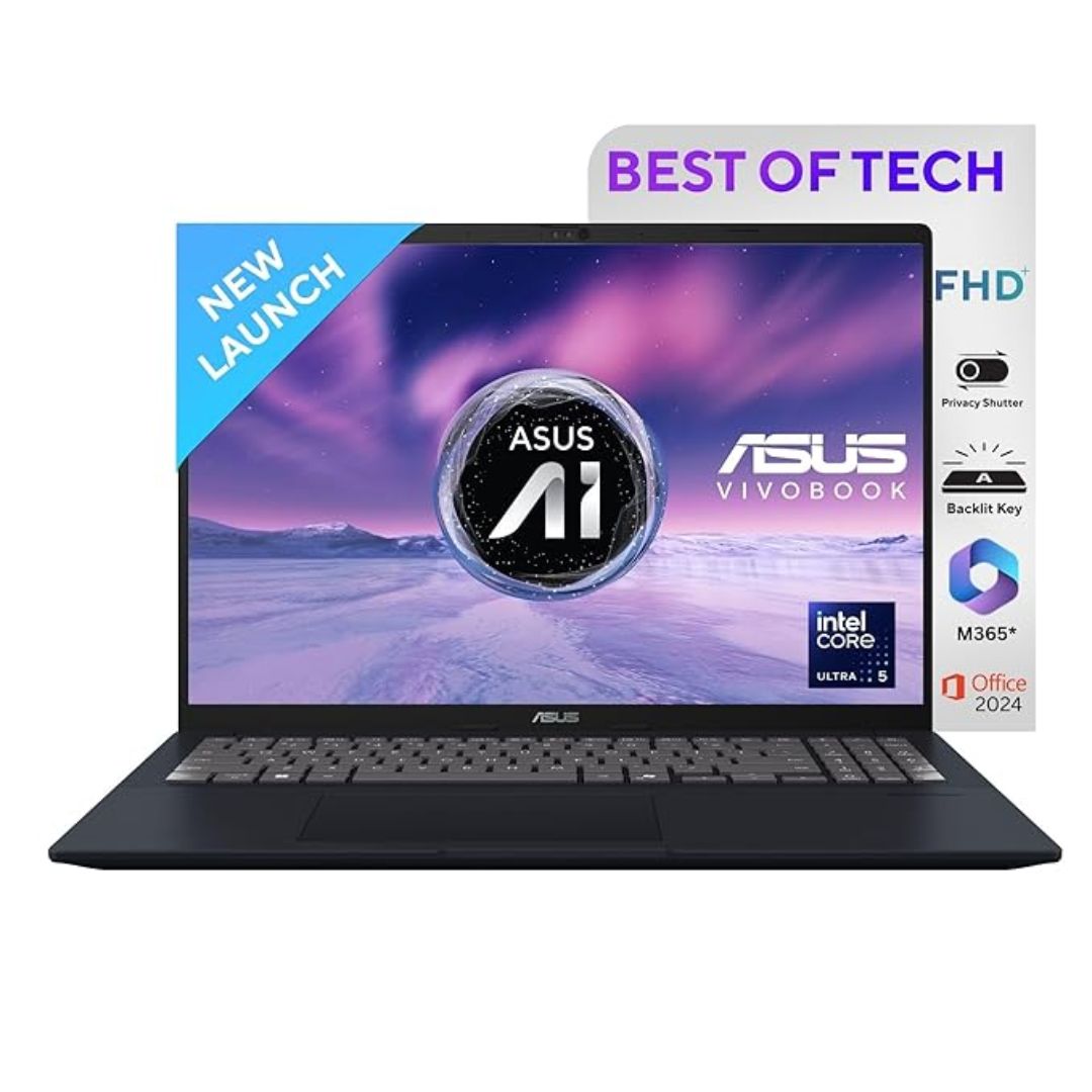ASUS Vivobook 16 (2025) Intel Core Ultra 5 225H, 16GB RAM, 512GB SSD, FHD+, Windows 11, Office Home & Student 2024 – Blue (X1607CA-MB139WS)