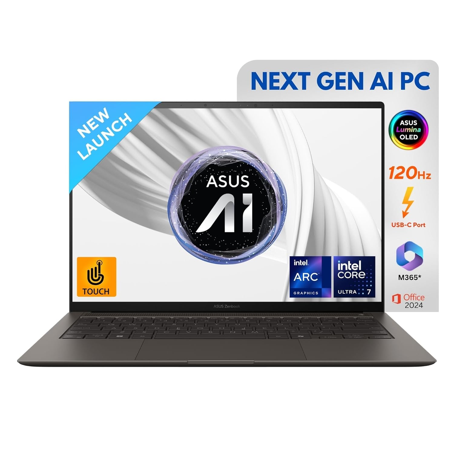 ASUS Zenbook S 14 OLED UX5406SA-PZ7761WS | Intel Core Ultra 7 258V | 32GB RAM | 1TB SSD | 14" 3K OLED Touch | AI Laptop | Windows 11 | Zumaia Gray