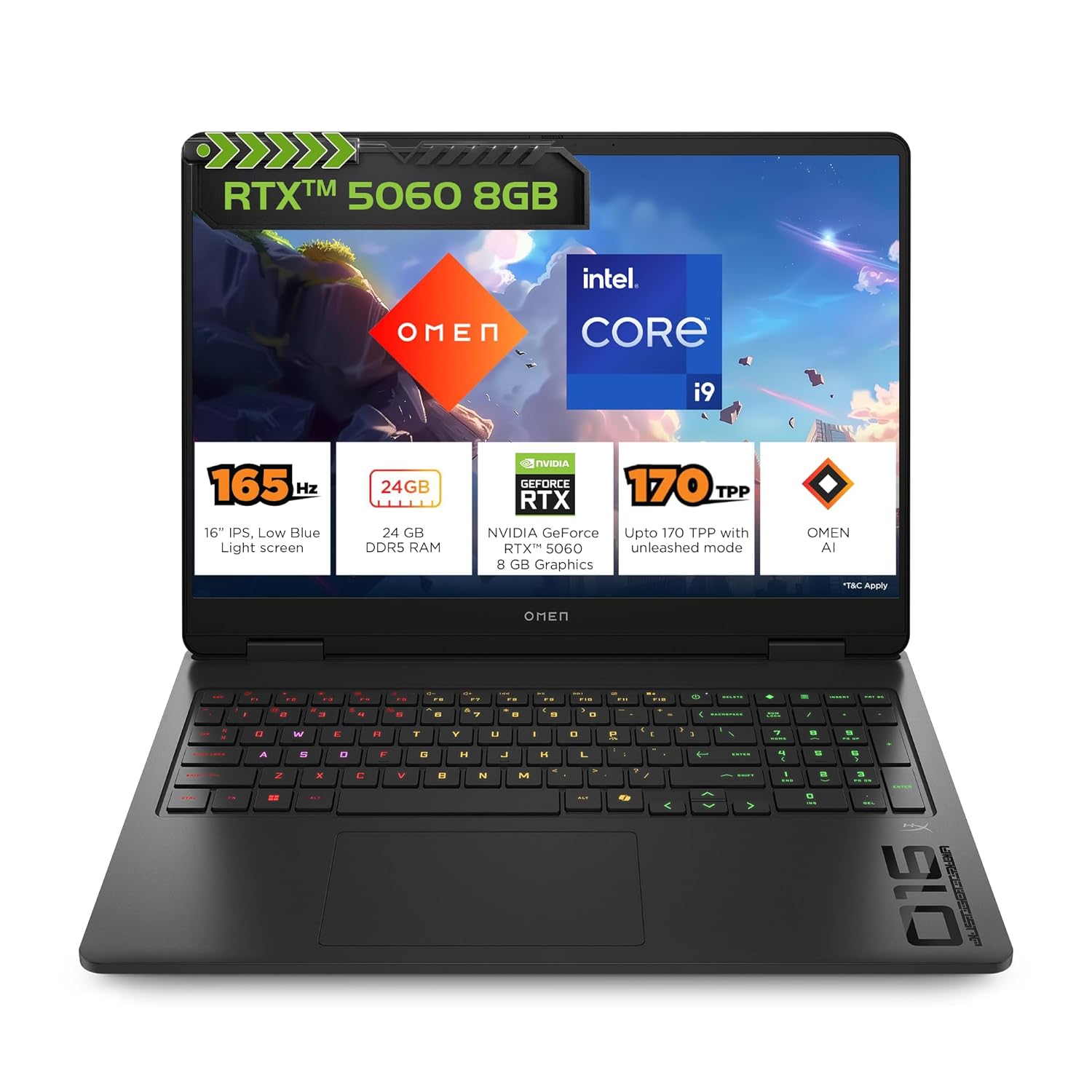 HP OMEN 16-am0279TX | Intel Core i9 14th Gen | 24GB RAM | 1TB SSD | NVIDIA GeForce RTX 5060 8GB | 16 inch 2K 165Hz IPS Display | Windows 11 Home | MS Office Home 2024 | Shadow Black | 2.43 KG