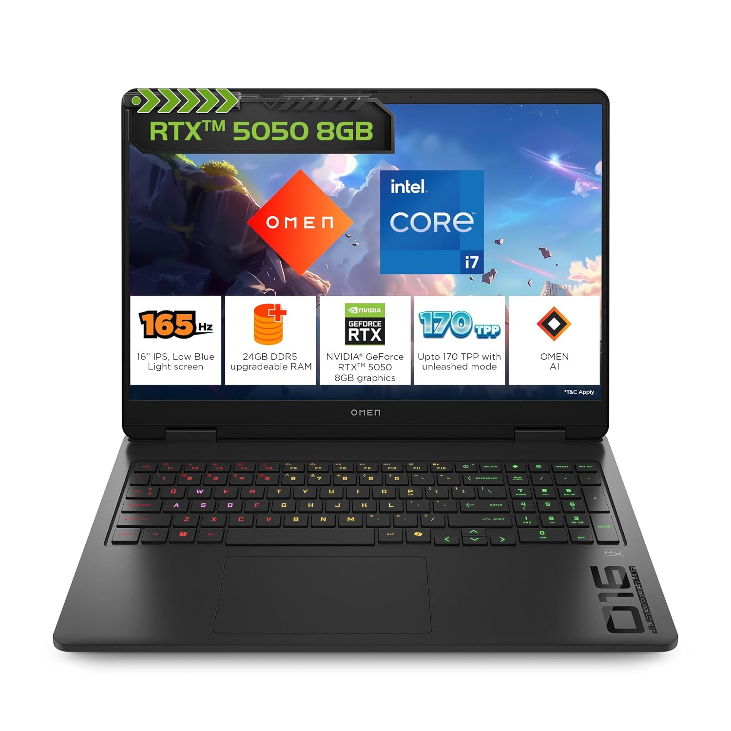 HP OMEN 16-am0241TX | Intel Core i7-14650HX (14th Gen) | 24GB DDR5 | 1TB SSD | NVIDIA GeForce RTX 5050 8GB | 16-inch 2K WUXGA 165Hz 3ms Display | Windows 11 | MS Office 2024 | Shadow Black | RGB Backlit | 2.43 KG