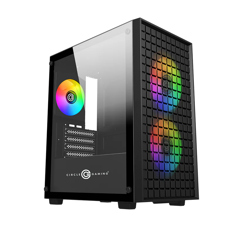 CIRCLE Gaming Cabinet MINIATOR M2 ARGB – Compact Micro ATX Case with Tempered Glass & RGB Lighting