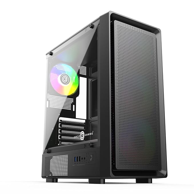 Circle Gladius M1 Mid-Tower Computer Case – Gaming Cabinet with Pre-Installed RGB Fans | Black