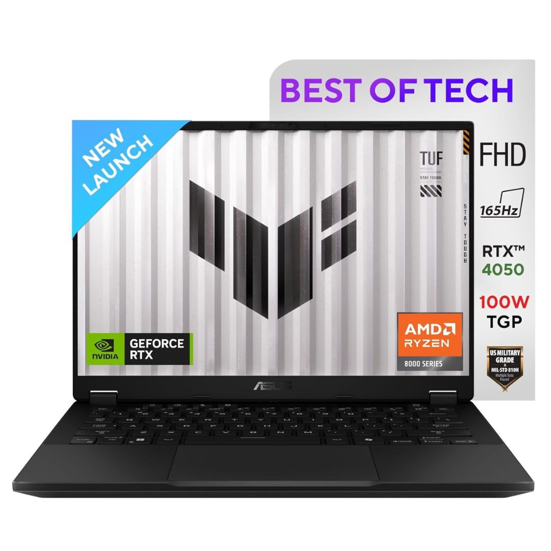 ASUS TUF Gaming A14 | AMD Ryzen 7 8845HS | NVIDIA GeForce RTX 4050 6GB | 16GB RAM | 1TB SSD | 14" 2.5K QHD+ 165Hz Display | Windows 11 | Office 2021 | Jaeger Gray | 1.46 Kg | FA401UU-RG033WS Gaming Laptop