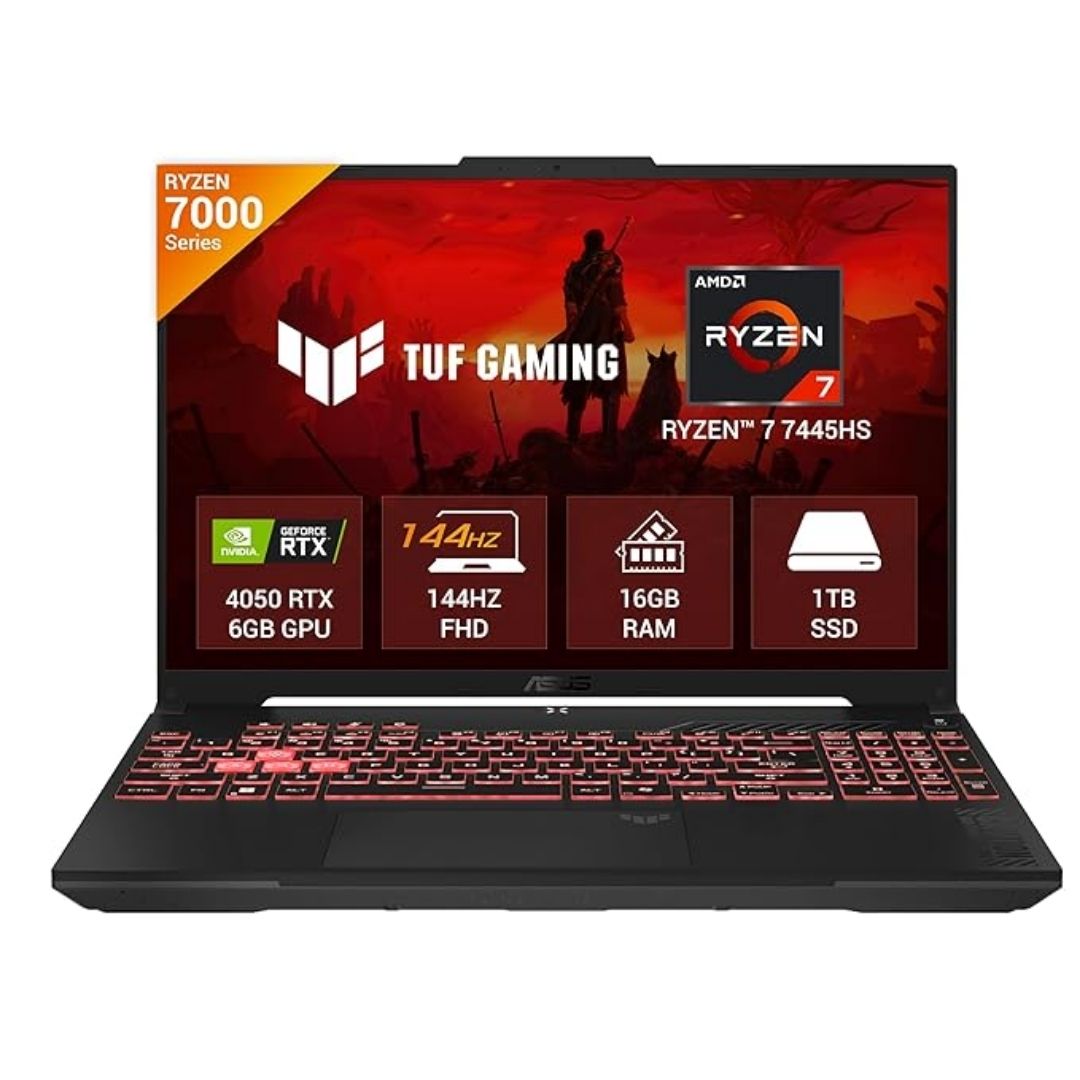 ASUS TUF Gaming A16 FA607NUG-RL189WS, AMD Ryzen 7 7445HS, RTX 4050-6GB, 16GB RAM, 1TB SSD, 16" FHD+ 144Hz, Windows 11 Home, MS Office 2024, Mecha Gray