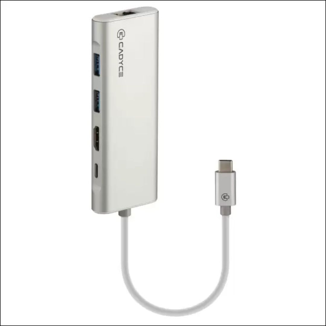 Cadyce CA-CU3HG, USB-C Hub, HDMI 4K, Gigabit Ethernet, USB 3.0, PD Charging, Mac/Windows Compatible, Multiport Adapter