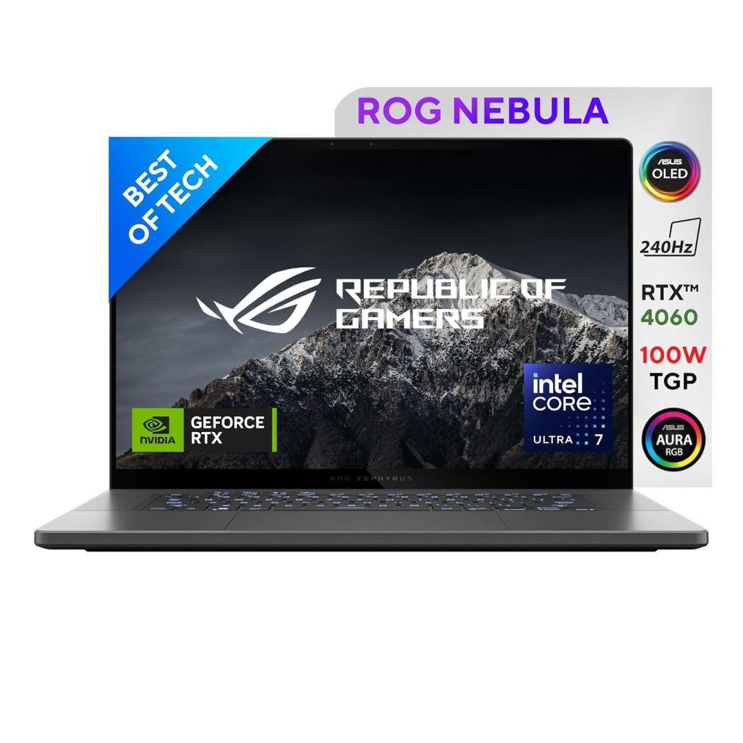 ASUS ROG Zephyrus G16 (GU605MV-CO711WS) | Intel Core Ultra 7 155H | 16" 2.5K OLED 240Hz ROG Nebula Display | NVIDIA GeForce RTX 4060 | 16GB LPDDR5X | 1TB SSD | Windows 11 | Office Home & Student 2021 | Eclipse Gray | 1.85 Kg