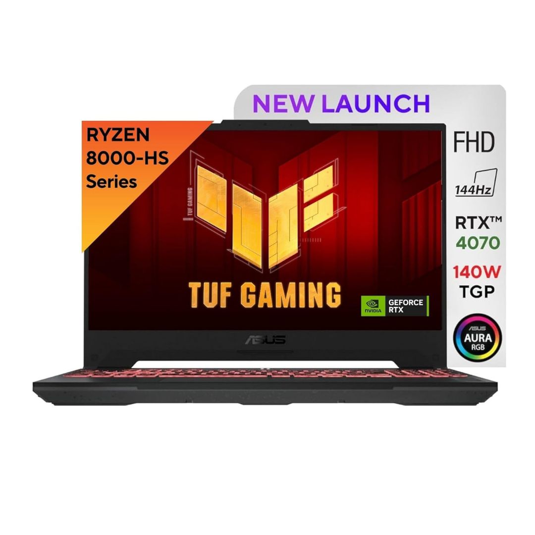ASUS TUF Gaming A15 (FA507UI-LP066WS) | AMD Ryzen 9 8945H | NVIDIA GeForce RTX 4070 | 16GB RAM | 1TB SSD | 15.6" FHD 144Hz | RGB Keyboard | Windows 11 | Office Home & Student 2021 | Mecha Gray | 2.20 Kg