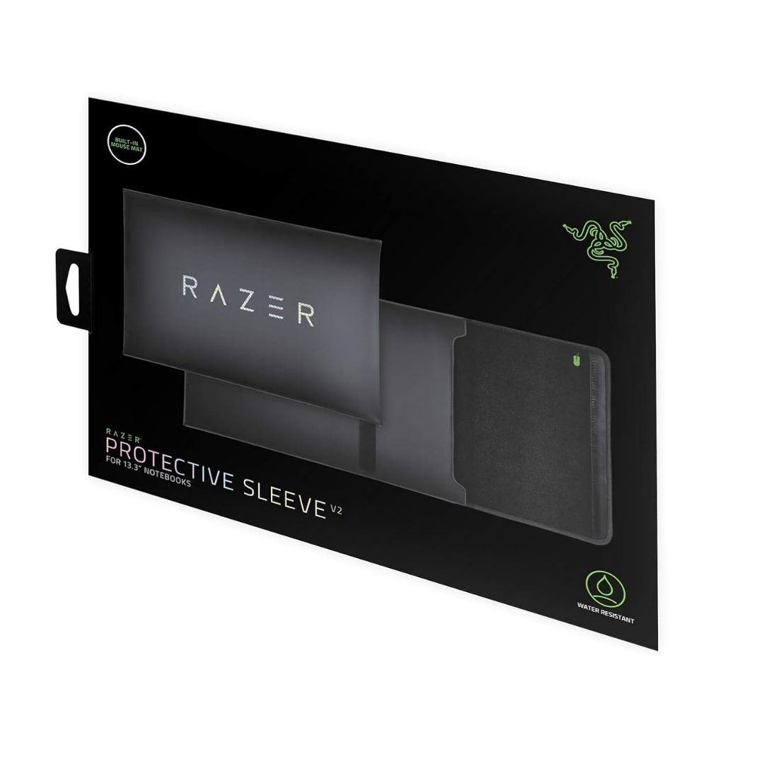 Razer 13" Protective Laptop Sleeve (Classic Black) – Water & Scratch Resistant, Padded Interior, Flip-Out Mouse Mat, Snag-Free Velcro (RC21-01570100-R3M1)