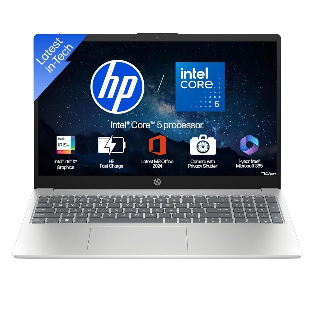 HP 15, Intel Core 5-120U (8GB DDR4, 512GB SSD) FHD, Anti-Glare, Micro-Edge, 15.6''/39.6cm, Win11, M365 Basic(1yr), Office Home24, Silver,1.59kg, FD1444TU, FHD Camera w/Privacy Shutter, Backlit Laptop