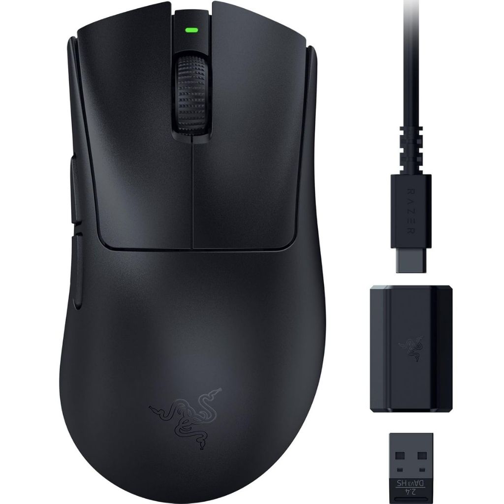 Razer RZ01-05140100-R3A1 DeathAdder V3 HyperSpeed Wireless Esports Gaming Mouse | 55 g Lightweight | Ergonomic Smooth-Touch Texture | Up to 100 Hr Battery | Gen-3 Optical Switches | Focus X 26K Sensor | Black