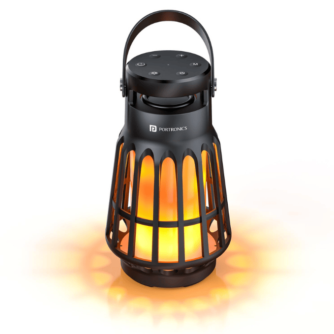 Portronics Dash 6 15W Bluetooth Speaker with in-Built White Noise Machine,Fire Flame LED Night Lamp,TWS Mode, BT5.3v,6 Hours Playback, Lantern for Camping,Gifts for Men,Women,Water Resistant(Black)