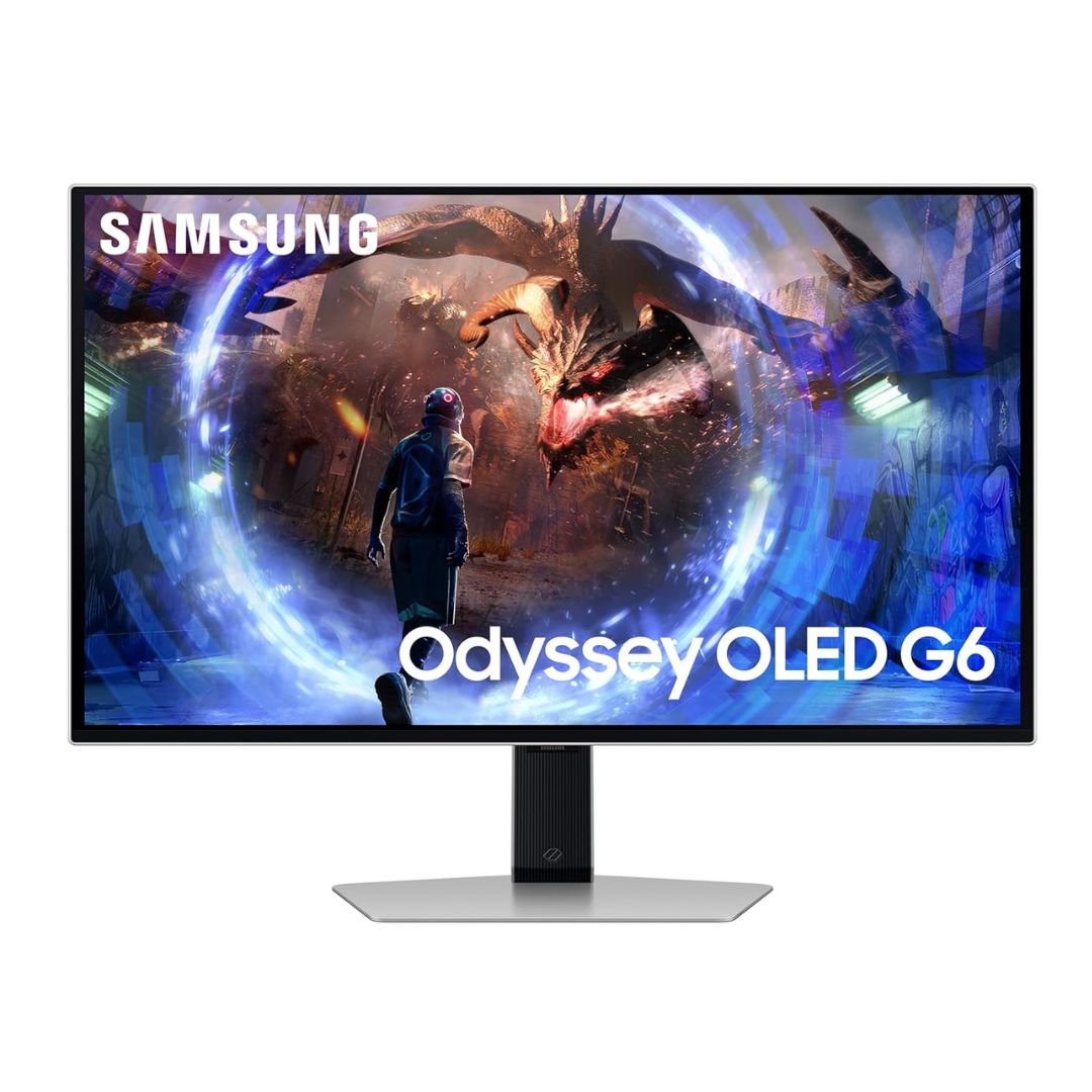Samsung LS27DG600SWXXL OLED Gaming Monitor, 27 Inch QHD 2560×1440, 360Hz, 0.03ms Response, FreeSync Premium Pro, HDR10+, Height Adjustable Stand